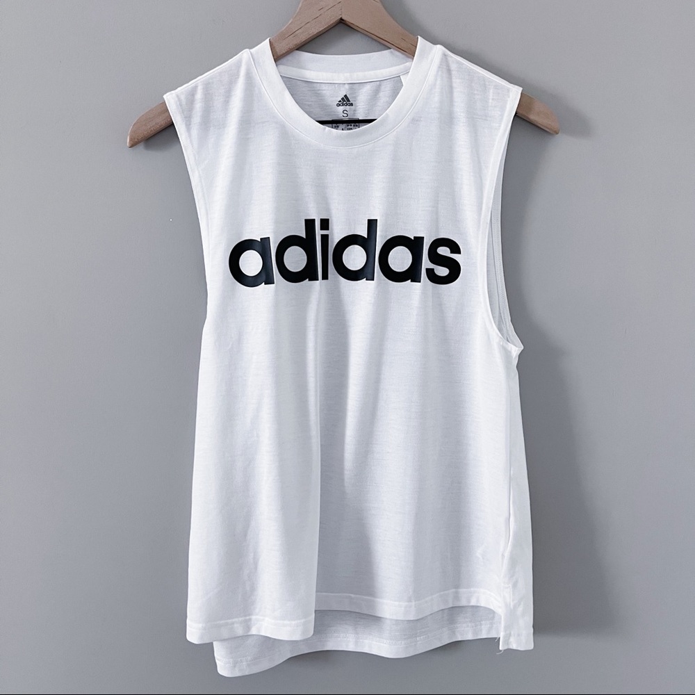 white adidas muscle tank